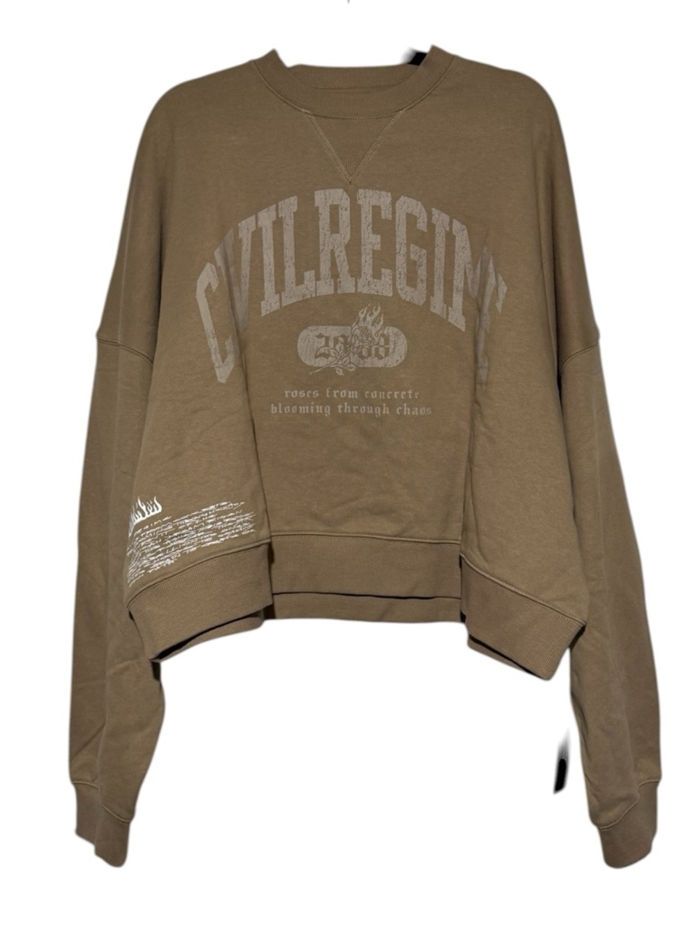 Civil Regime NWT Brown Tan Sweatshirt Women Size‎ L Oversized Loose Streetwear